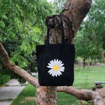floral black tote bag for girls